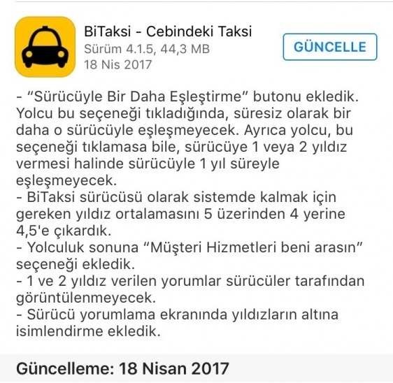 Takside darp olayına BiTaksi güncellemesi! Bitaksi