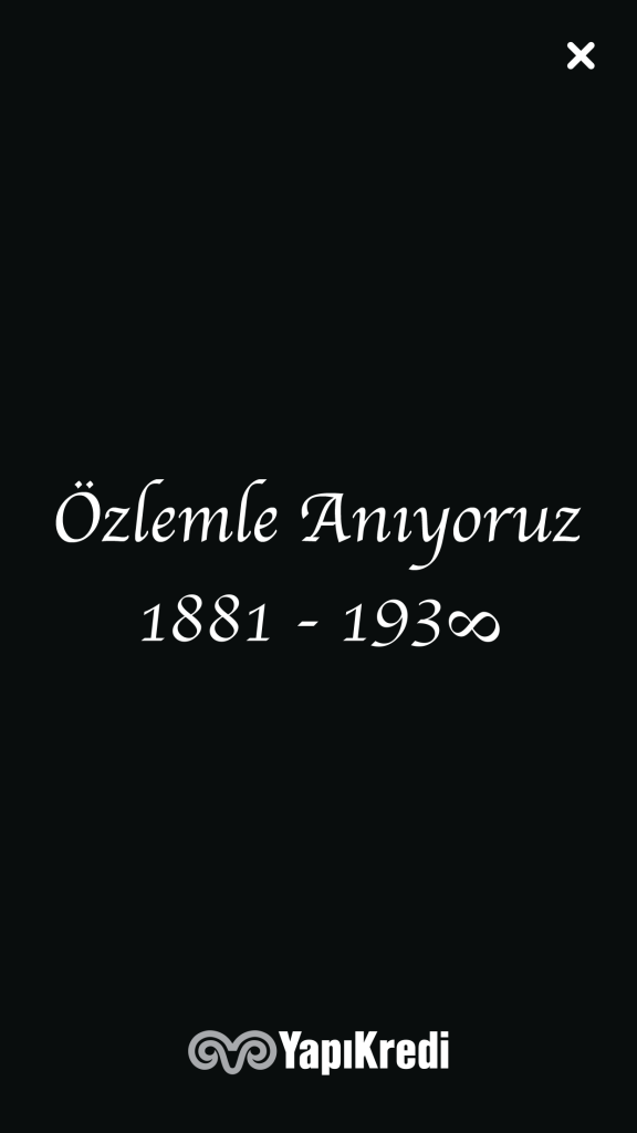 Yapı Kredi 10 Kasım için logosunu kararttı giris ekrani