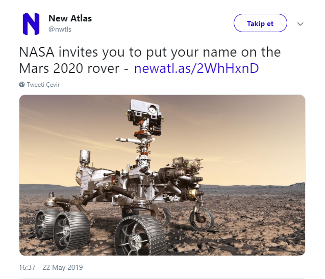 NASA "İsmini Mars'a gönderelim" projesi başlattı: Türkiye başvuruda 3. oldu NASA "İsmini Mars'a gönderelim" projesi başlattı: Türkiye başvuruda 3. oldu