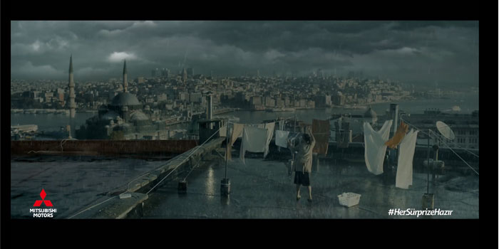 İstanbul'u vuran sağanak yağışlar Mitsubishi'ye ilham oldu İstanbul'u vuran sağanak yağışlar Mitsubishi'ye ilham oldu