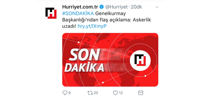 Hürriyet'in "askerlik uzadı" sahte haberine tepki yağıyor Hürriyet'in "askerlik uzadı" sahte haberine tepki yağıyor
