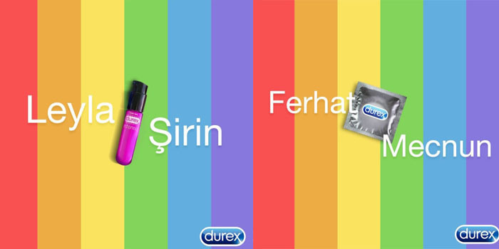 Durex, Ferhat ile Mecnun'un, Leyla ile Şirin'in aşkına dikkat çekti Durex, Ferhat ile Mecnun'un, Leyla ile Şirin'in aşkına dikkat çekti