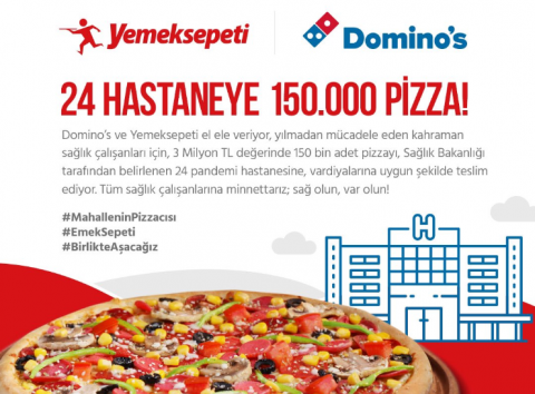 Sağlık çalışanlarına 150 bin adetlik pizza desteği