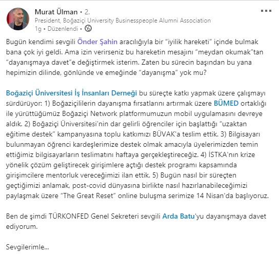 İş dünyası koronavirüs mücadelesine destek için Linkedin'den challenge başlattı