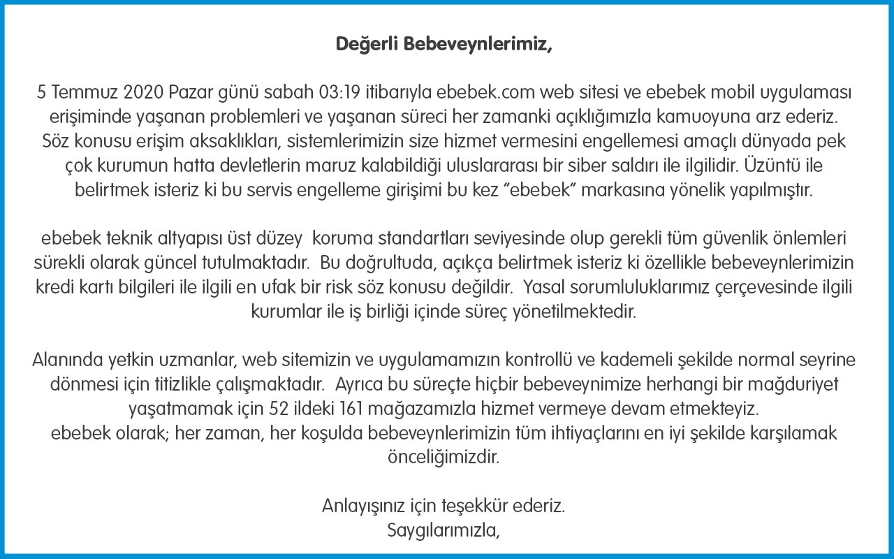 ebebek'ten "hacklendi" iddialarına yanıt geldi: “Siber saldırıya uğradık”