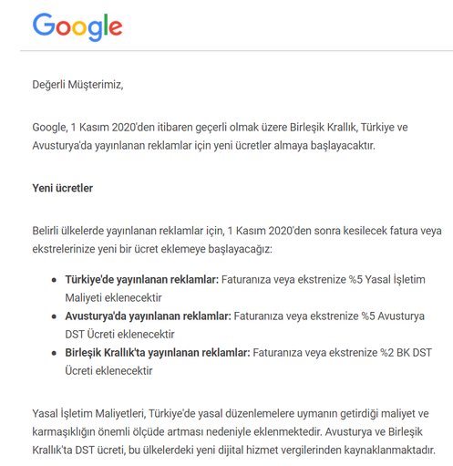 Google'dan reklamlara yüzde 5 kesinti!