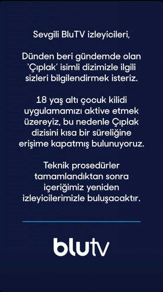 BluTV'den merakla beklenen "Çıplak" açıklaması geldi