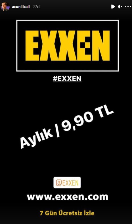 Acun Ilıcalı'nın dijital platformu EXXEN'in üyelik ücreti belli oldu!