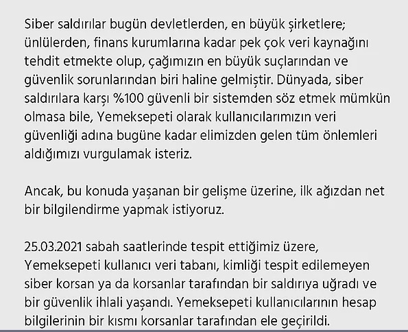 Yemeksepeti siber saldırıya uğradı: peki hangi bilgilerimiz tehlikede?