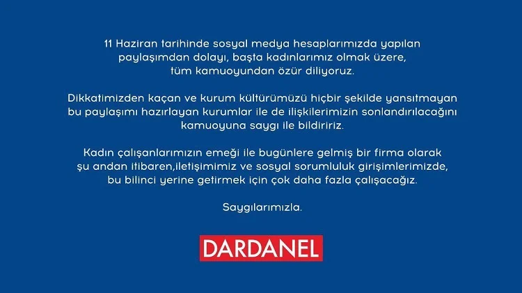 Dardanel’den olay yaratan paylaşımıyla ilgili ilk açıklama geldi