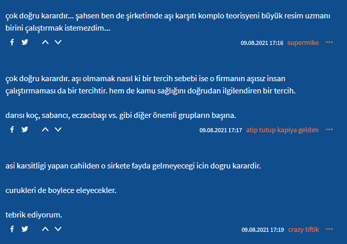 Saran Holding'in aşı kararı gündemden düşmüyor Saadettin Saran'ın aşı kararı Ekşi'de