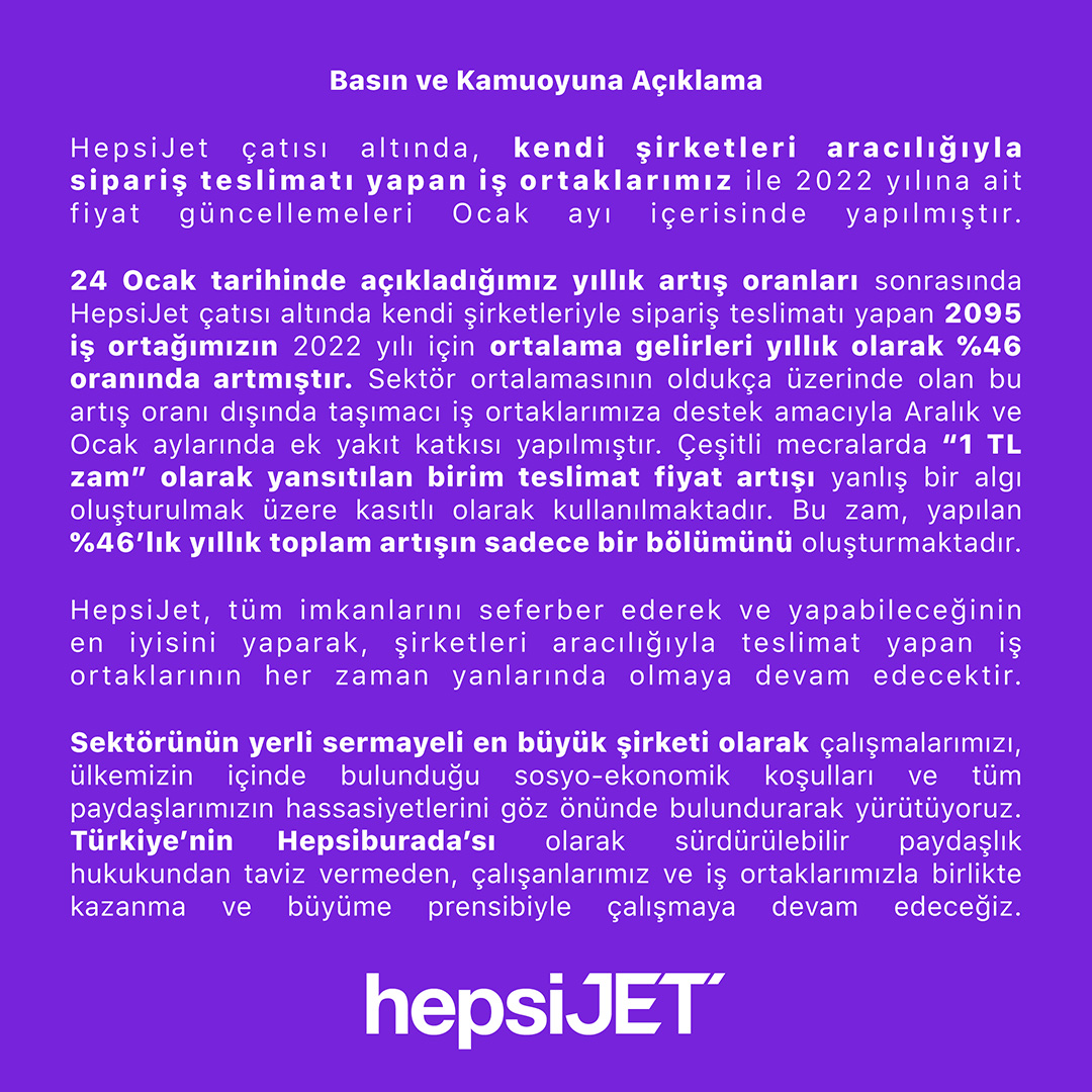 Hepsiburada’dan “1 TL’lik zam” iddialarıyla ilgili ilk açıklama Hepsiburada’dan “1 TL’lik zam” iddialarıyla ilgili ilk açıklama
