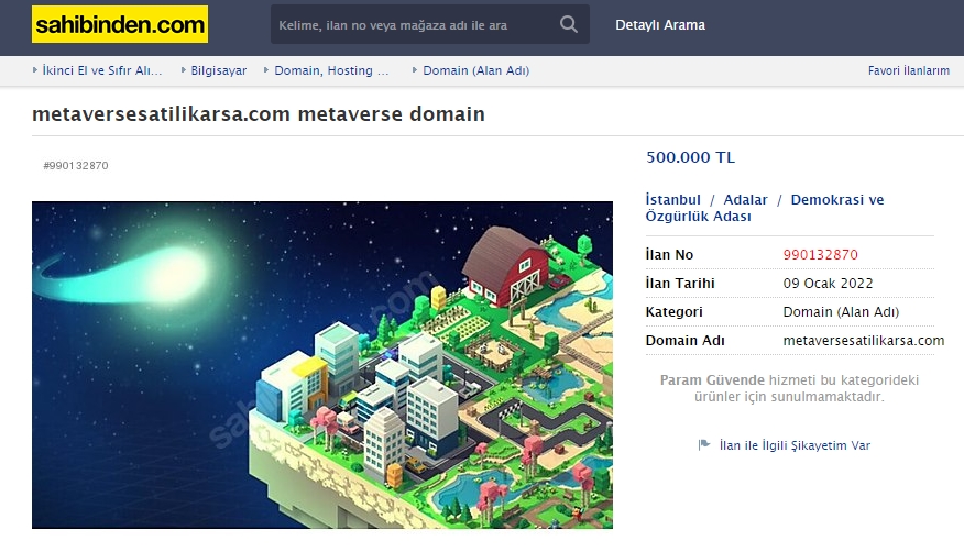 Metaverse arsaları Sahibinden’de satışa çıktı | Son 24 saatin gündemi Metaverse arsaları Sahibinden’de satışa çıktı | Son 24 saatin gündemi