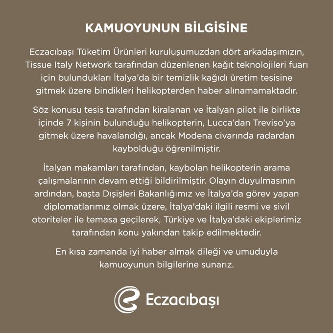 Helikopterle kaybolan Eczacıbaşı çalışanlarının kimlikleri belli oldu Helikopterle kaybolan Eczacıbaşı çalışanlarının kimlikleri belli oldu