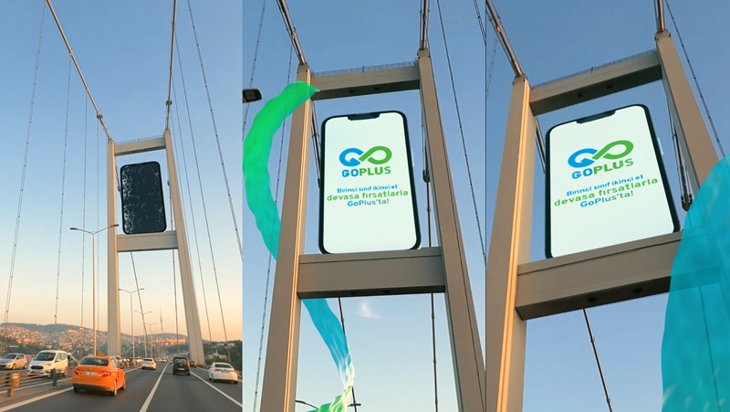 GoPlus devasa cep telefonunu 15 Temmuz Şehitler Köprüsü’ne yerleştirdi GoPlus devasa cep telefonunu 15 Temmuz Şehitler Köprüsü’ne yerleştirdi