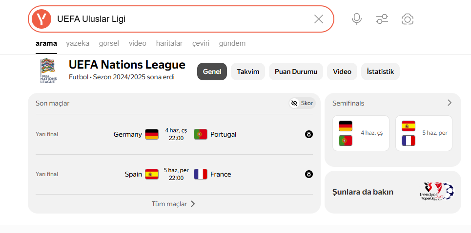 UEFA Uluslar Ligi, futbolseverlerin internet aramalarına yansıdı UEFA Uluslar Ligi, futbolseverlerin internet aramalarına yansıdı