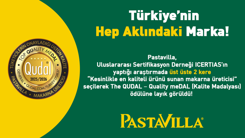 Pastavilla, iki yıl üst üste “En Kaliteli Makarna Üreticisi” seçildi! Pastavilla, iki yıl üst üste “En Kaliteli Makarna Üreticisi” seçildi!