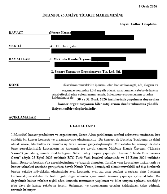 NK Projeler’den Hande Yener’e “Hande Bizi Sezen’e Götür” davası