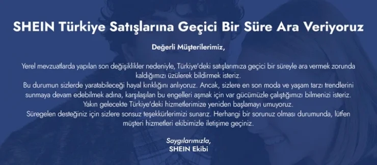 Shein, Türkiye’de satışları geçici olarak durdurdu!