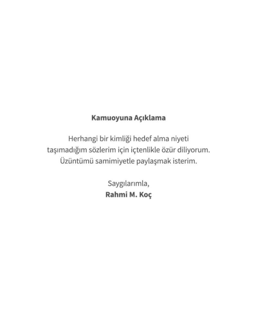 Rahmi Koç hakkında soruşturma başlatıldı, Koç özür diledi… Rahmi Koç hakkında soruşturma başlatıldı, Koç özür diledi…