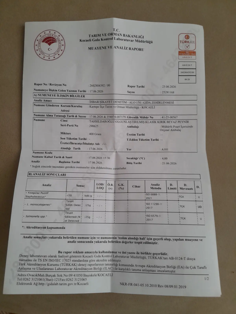 Tahsildaroğlu peynirlerinde listeria tespit edildi: Bakanlık ilgili partiyi piyasadan toplattı